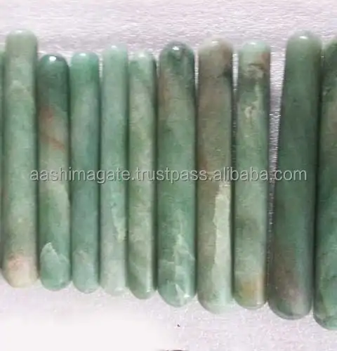 Tongkat Pijat Halus Aventurin Hijau Grosir Batu Alam Kerajinan Kristal Batu Reiki Batu Giok Mineral Feng Sui