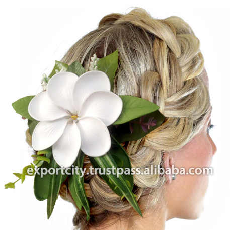Tahitian Tiare Foam Flower Hair Grip Tattoo Style Hair Accessories Set