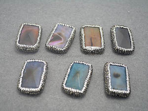 Perle à facettes en Agate de rose naturelle, couleur mixte, Rectangle, patch en cristal, druse, résultats de connecteurs en pierre - Product Image 2
