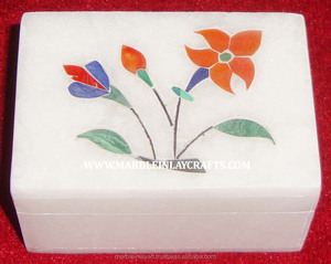 Belle boîte en marbre Design incrusté indien - Product Image 1