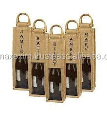 2024 nuevo diseño yute bolsa de vino bolsa de botella logotipo personalizado impreso yute bolsas de vino proveedor - Product Image 2