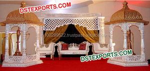 Boda real de oro tallado escenario decoración de escena de boda india Panel etapa - Product Image 3