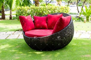 Chaise de soleil ronde en rotin et Poly, pour l'extérieur, offre spéciale, - Product Image 2