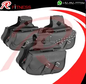 Rc Fitness Lederen Zadeltas-Zwarte Motorfiets Fietstassen Zadeltassen Tour Faux Leather Motorbike Bagage