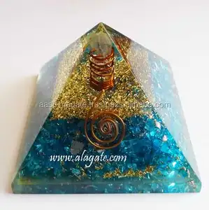 क्रिस्टल प्वाइंट थोक क्रिस्टल शिल्प ईएमएफ संरक्षण रेकी फेंग शुई ध्यान पिरामिड के साथ फ़िरोज़ा ऑर्गन ऊर्जा पिरामिड