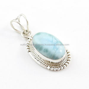 Colgante de plata de ley 925 Larimar para mujer, joyería de calidad superior - Product Image 2
