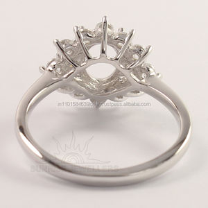 แหวนเงินแท้ 925 แบบกึ่งสำเร็จรูป สำหรับใส่พลอยหรือเพชร CZ ขนาด 5x7 มม. ทรงรี ชุบโรเดียม ขัดเงา เหมาะสำหรับงานแต่งงาน งานเลี้ยง ใช้ได้ทั้งชายและหญิง เลือกขนาดได้ - Product Image 3