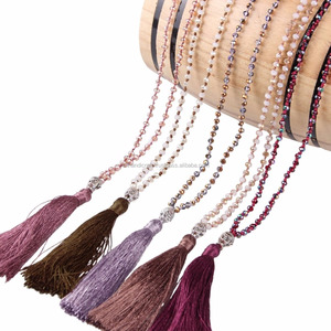 Collier à pampilles tête de Bouddha en cristal argenté, collection unique faite à la main - Product Image 1