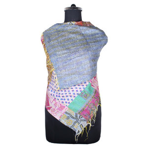 Kantha งานปักไหมงานทำมือผ้าพันคอสไตล์วินเทจผ้าพันคอ SC1445ดีไซน์ทันสมัยสำหรับเด็กผู้หญิงผ้าพันคอที่ขโมยฮิญาบวินเทจ Kantha - Product Image 1