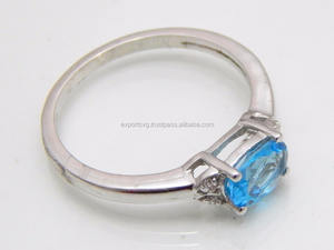 แหวนเงินประดับอัญมณีควอตซ์สีฟ้า925แหวน925เงินสเตอร์ลิงแหวนแต่งงานสำหรับผู้หญิง - Product Image 3