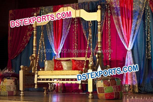 नई मुस्लिम Walima सजावट मंच सेट सुंदर शादी Mehandi चरणों सेट पाकिस्तानी शादी मंच सजावट