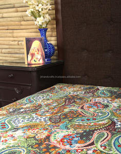 Paisley Kantha <b>Quilt</b> Handmade Paisley Kantha <b>Bed</b> Cover - Product Image 6