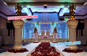 Aisleway-estatua dorada de fibra para boda, columna de pilares para boda, decoración de pasarela de fibra de escenario - Product Image 3