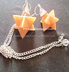 Vente en gros de pendules de radiesthésie étoilés Merkaba en aventurine faits à la main Agate en cristal Feng Shui Pierre semi-précieuse Artisanat - Product Image 1