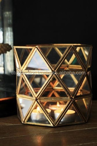 Ensemble de 3 porte-bougies hexagonaux en métal avec panneaux en verre pour la décoration de la maison, porte-bougies à pilier, cadre en acier durable - Product Image 2