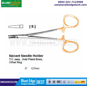 Neivert Needle <b>Holder</b> TC Gold Needle <b>Holders</b> with Tungsten Carbide Inserts Surgical Instrument - Product Image 4