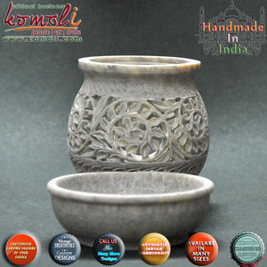 Brûleur à huile pour bougie chauffe-plat en pierre ollaire sculptée à la main, en gros, d'Inde, de la meilleure qualité - Product Image 6