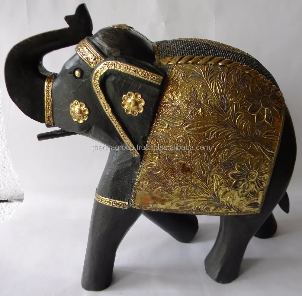 فيل خشبي هندي جميل بأشكال الفيل ، مصمم يدويًا ، فني هندي تقليدي أنيق