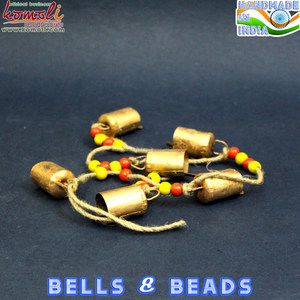 Handmade Indian Cow Bell Wind Chime with Colorful Beads Ethnic Hanging String for Home, Garden & Wholesale Decor - Product Image 5