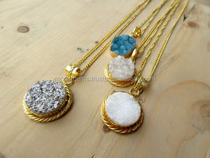 Collar con Colgante de Ágata Blanca Chapado en Níquel Libre de Níquel, Forma de Número, Unisex, para Bodas, Compromisos, Aniversarios y Fiestas - Product Image 3