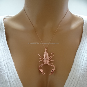 14K oro sólido Escorpio colgante horóscopo collar Animal collar joyería fina para mujeres hecho en Turquía - Product Image 4