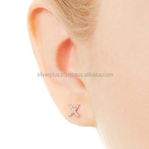 14k Or Rose Classique J-H Couleur SI Diamant Alphabet Initial Lettre X Boucles D'oreilles Personnalisées Fiançailles Anniversaire De Mariage - Product Image 4