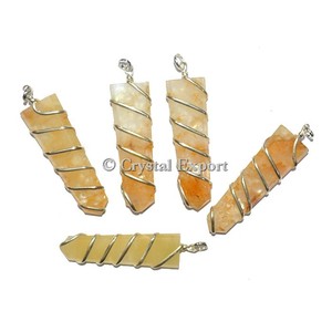 จี้หินอะเวนเจอรีนสีเหลืองแบบหุ้มปลายแบน - Product Image 1