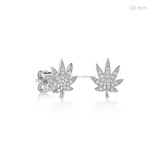 Boucles d'oreilles flocon de neige en or jaune massif 14 carats 0.13 ct SI diamant Bijoux fins - Product Image 3