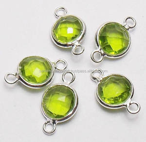 Peridoto cuarzo bisel plateado oro Natural Multi piedra preciosa joyería hecha a mano piedra natal Boho conectores - Product Image 1