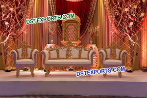 Escenario de Boda de Lujo Estilo Rajasthani Jharokha con Paneles de Fibra, Escenario de Boda Estilo Hindú Shahi Rajwada, Escenario de Boda Jhrokha para Eventos en Tennessee - Product Image 5