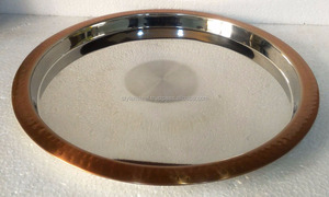 Placa de cargador con borde dorado, bandeja de cobre y martillado en la llanta, placa de cargador de acero inoxidable, venta al por mayor, llanta de joyería - Product Image 3