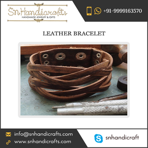 Handmade Magic Trendy Designed Timber Colour Wide <b>Leather</b> <b>Bracelet</b> for Men - Product Image 1