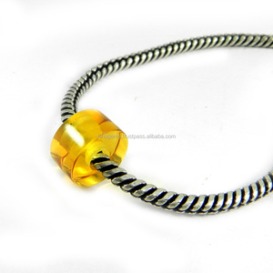 Citrino hydro-Cuentas de neumático liso de 14x8x4,5mm, cuentas de GEMA de agujero grande, cuentas europeas para pulsera, IG0105 - Product Image 1