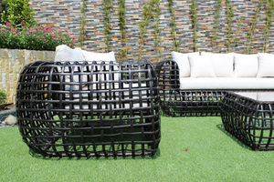 Ensemble canapé moderne en rotin PE pour l'extérieur de la collection Eagle, cadre en aluminium et polyéthylène incroyable pour villa, hôtel, salon de loisirs - Product Image 6