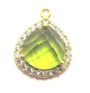 925 connecteur de lunette en argent Sterling fait à la main vert Onyx cubique Zircon composant de bijoux pour collier pendentif Sameer Art Craft - Product Image 3