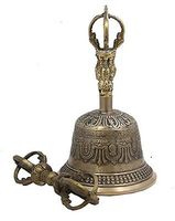 Indien Antique Tibétain Religieux En Laiton Qualité Cloche Main Vajra Dharma Objets Tibétain Bouddhiste Méditation Cloche et Dorje Ensemble