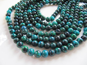 ลูกปัดหินคริสโซคอลลาย้อมสีเขียวเข้มขนาด8มม. - Product Image 2