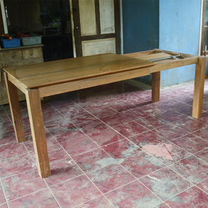 Mesa de Comedor Extensible Moderna Qualiteak VQD 002 con Madera de Teca Reciclada, Material de Losa Sólida, Plegable - Product Image 3