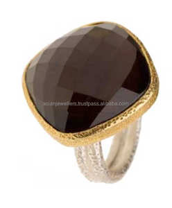 แหวนชุบทองสีดำทำจากพลอยโอนิกซ์เงินสเตอร์ลิง925 - Product Image 1