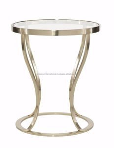 Modern <b>Rustic</b> Iron <b>Table</b> Gold Plating Elegant Glass Top Stylish Farmhouse Industrial Interior Decorative Functional - Product Image 1