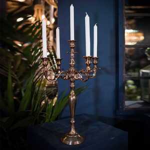 Candelabros de Metal de 5 brazos chapados en cobre artesanales para el hogar, boda, fiesta de Navidad, decoración, candelabros de suelo - Product Image 2