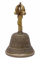 Indien Antique Tibétain Religieux En Laiton Qualité Cloche Main Vajra Dharma Objets Tibétain Bouddhiste Méditation Cloche et Dorje Ensemble