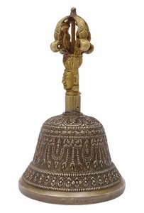 ระฆังทองเหลืองสไตล์ทิเบตโบราณของอินเดีย,ชุดระฆังและ Dorje สำหรับการทำสมาธิของชาวพุทธในทิเบต - Product Image 4