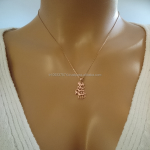 14K <b>Solid</b> <b>Gold</b> Bramen Town Musicians <b>Pendant</b> Necklace Fine Animal Jewelry for Women Gift Made in Turkey - Product Image 4