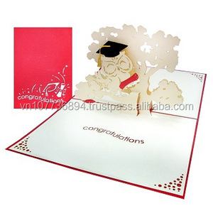 Tarjetas de Felicitación Pop-up Hechas a Mano con Diseño Floral 3D Estilo Vietnamita, Material de Papel para Recuerdos de Graduación - Product Image 1