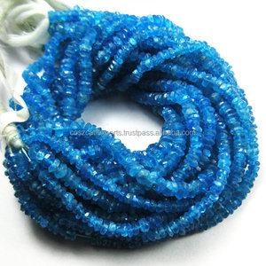 Apatite bleue naturelle à facettes rondelle perles en vrac 3mm 4mm 6mm 8mm tailles cristaux de pierres précieuses fabrication de bijoux motif de coeur de guérison - Product Image 1