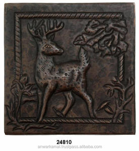 Azulejos de diseño de ciervo de fabricación de cobre antiguo decorativos para pared - Product Image 1