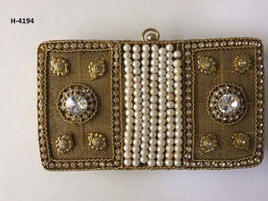 กระเป๋าคลัทช์โลหะสีทองทำมือสำหรับผู้หญิง H4193ทำด้วยมือกระเป๋าเงินประดับด้วยหินลูกปัดกระเป๋าช้อปปิ้งออนไลน์สำหรับปาร์ตี้ - Product Image 2