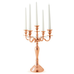 Candélabre en métal à cinq bras, or rose brillant, centres de table et de sol de Noël pour la décoration de la maison - Product Image 3