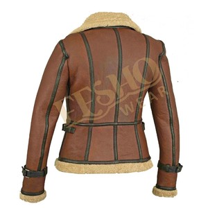 Chaqueta de invierno de piel de oveja genuina para mujer de manga larga transpirable Reversible impermeable motocicleta bombardero piel de oveja - Product Image 2